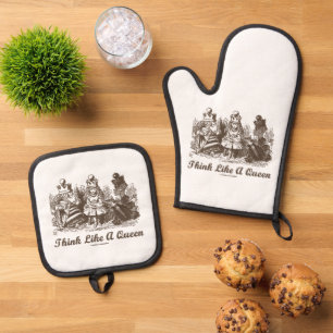 Think Like A Queen Wonderland Advice Alice Humour Oven Mitt & Pot Holder Set