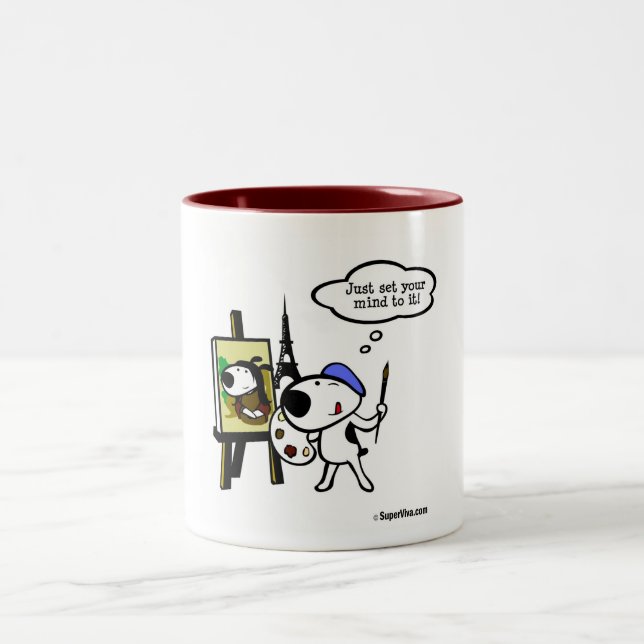 Think Like Leonardo and Do It Two-Tone Coffee Mug (Center)