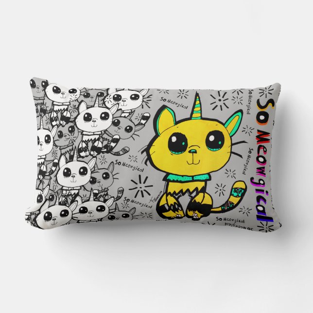 Think Olive • So Meowgical Cat Pillow by Theo (Front)