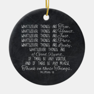 Think on These Things Christian Bible Scripture Ceramic Tree Decoration