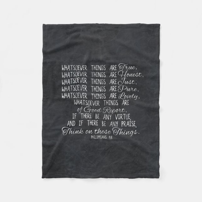 Think on These Things Christian Bible Scripture Fleece Blanket (Front)