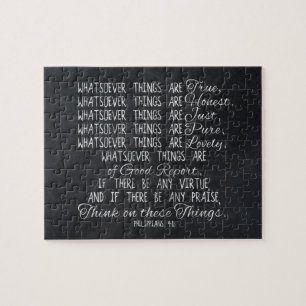 Think on These Things Christian Bible Scripture Jigsaw Puzzle