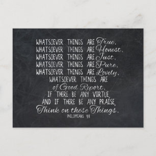 Think on These Things Christian Bible Scripture Postcard