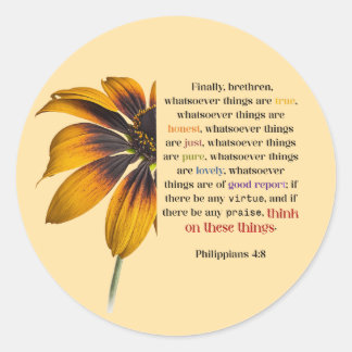 Think on These Things Classic Round Sticker