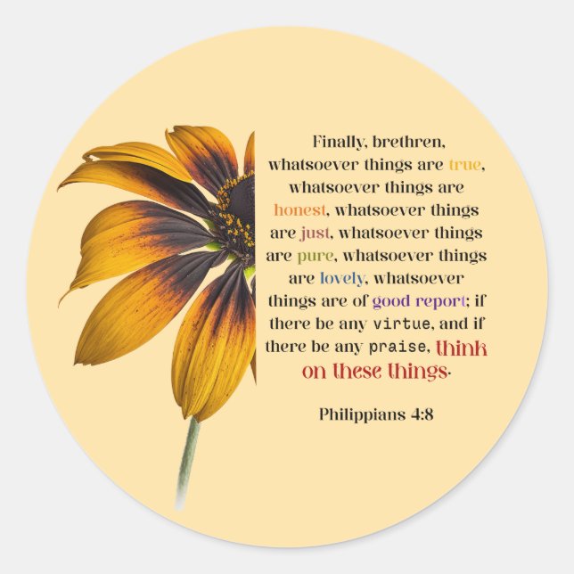 Think on These Things Classic Round Sticker (Front)