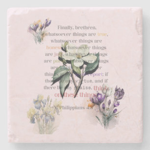 Think on These Things Scripture Stone Coaster