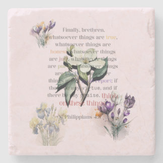 Think on These Things Scripture Stone Coaster