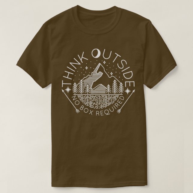 Think Outside No Box Required Hiking Camping T-Shirt (Design Front)