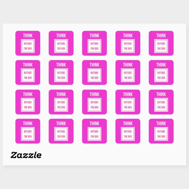 Think outside the box deep pink square sticker (Sheet)