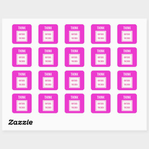 Think outside the box deep pink square sticker
