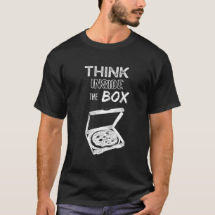 Think Outside The Box Funny Retro Cheese Pizza  T-Shirt