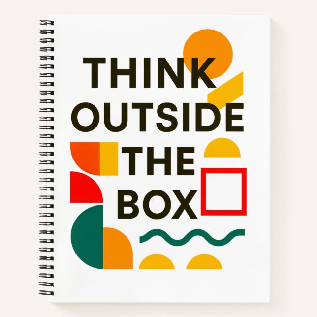 Think Outside the Box – Inspirational Geometric Notebook (Front)