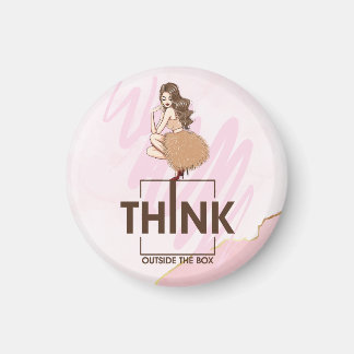 Think outside the box Lady Boss woman Magnet