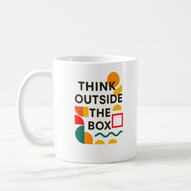 Think Outside the Box – Motivational Abstract Coffee Mug (Left)
