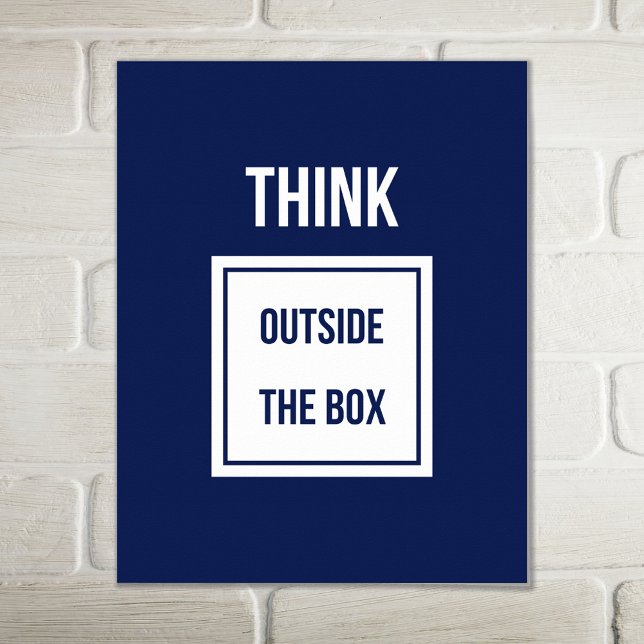 Think outside the box motivational blue poster (Creator Uploaded)