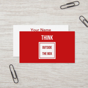 Think outside the box red modern professional business card