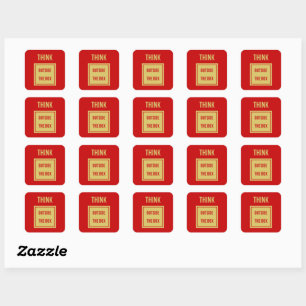 Think outside the box red square sticker