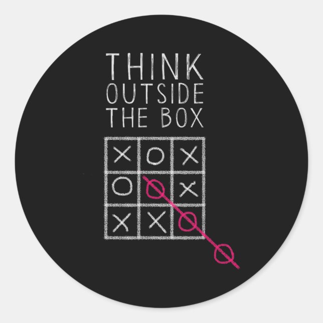Think Outside The Box _ Tic Tac Toe _ Funny Sy Ner Classic Round Sticker (Front)