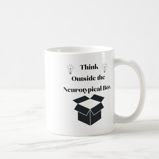 Think Outside The Neurotypical Box Sticker  Coffee Mug (Right)