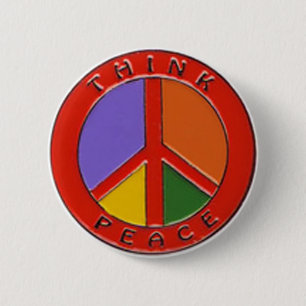 Think Peace Peace Sign 6 Cm Round Badge