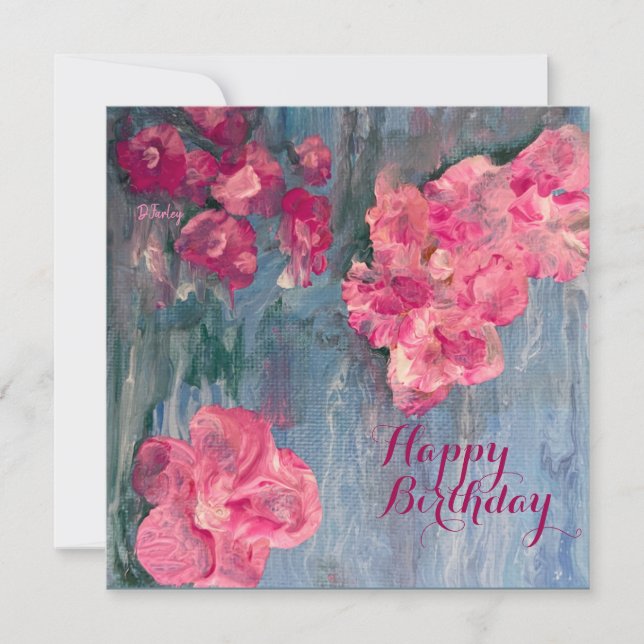 Think Pink Flat Birthday Card (Front)