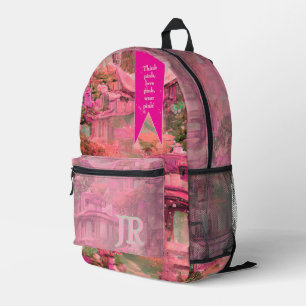 Think Pink, Love Pink, Wear Pink World Printed Backpack