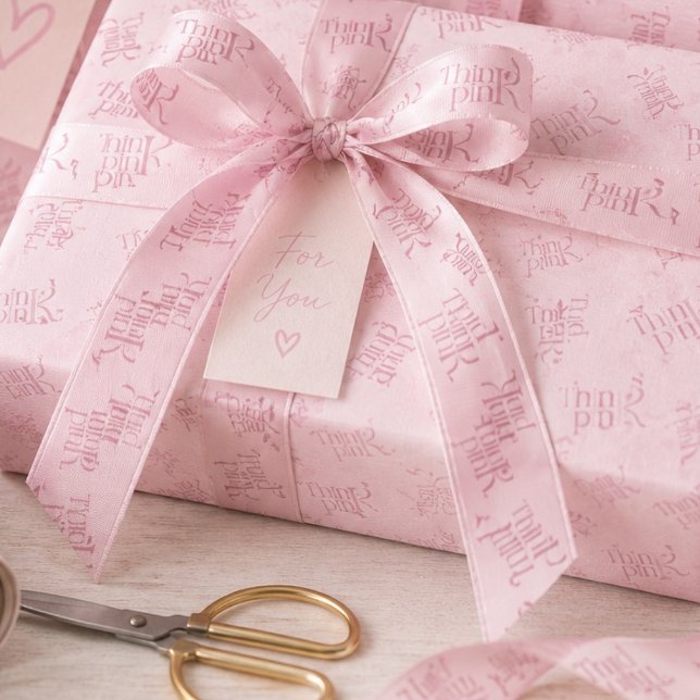Think Pink Watercolor Pattern Monogram  Satin Ribbon (Creator Uploaded)