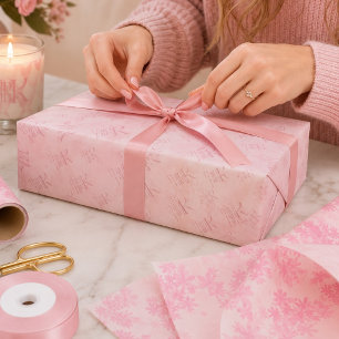 Think Pink Watercolor Pattern Monogram Tissue Paper