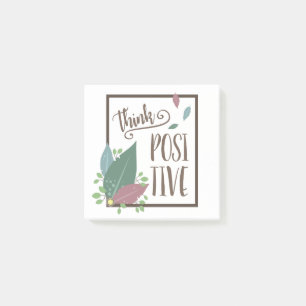 Think positive motivation text feather boho post-it notes