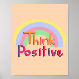 Think Positive quote Throw Pillow Round Clock Clas Poster
