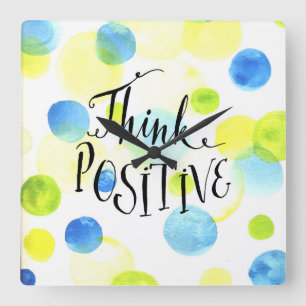 Think Positive Square Wall Clock
