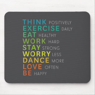 Think Sitive Affirmation Insrational Motivational Mouse Pad