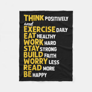 Think Sitively Exercise Daily Gym Workout Motivati Fleece Blanket
