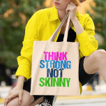 Think Strong Not Skinny Inspirational Fitness Tote Bag<br><div class="desc">Think Strong Not Skinny. An anorexia recovery quote gift for recovering anorexics learning to love their beautiful body and accept themselves. Body image is so important. Be a warrior. There is more to life than being thin, so live. A cool body positive design for someone into muscle and strength building....</div>