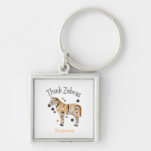"Think Zebras" Ehlers Danlos Syndrome Button Key Ring