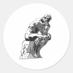 thinker classic round sticker