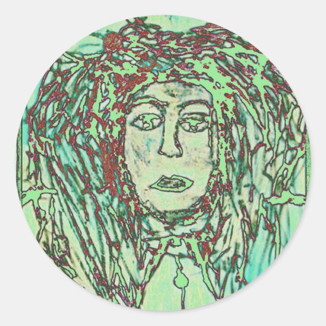 THINKER DREAD GREEN GRAFF CLASSIC ROUND STICKER (Front)