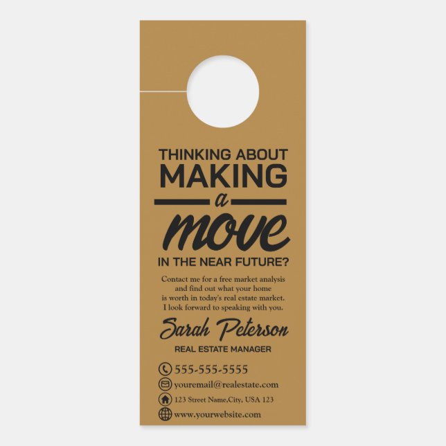 Thinking About Making A Move, Real Estate Door Hanger (Front)