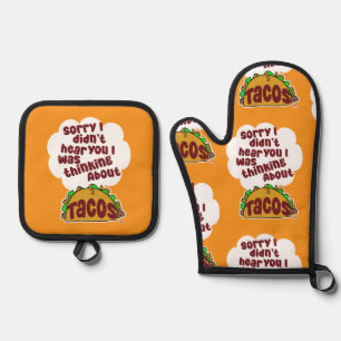 Thinking About Tacos Tasty Food Humour Pattern Oven Mitt & Pot Holder Set