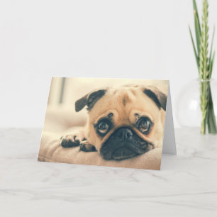 Thinking About You Greeting Card with Cute Pug