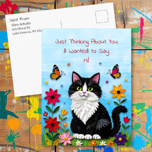 Thinking About You Saying Hi Personalized Postcard