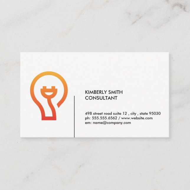 Thinking Light Bulb Plug Icon Business Card (Front)