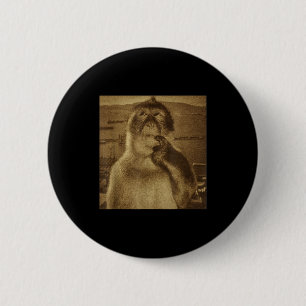 Thinking Monkey Meme Vintage Retro 6 Cm Round Badge