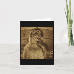 Thinking Monkey Meme Vintage Retro  Card