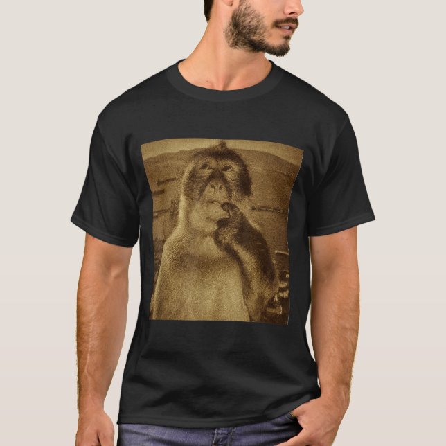 Thinking Monkey Meme Vintage Retro  T-Shirt (Front)