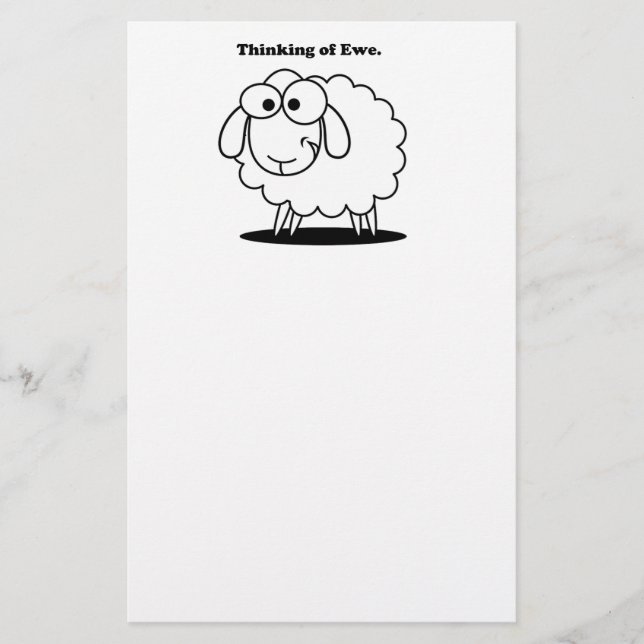 Thinking of Ewe Lamb Sheep Cute Cartoon Stationery (Front)