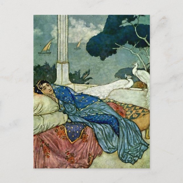 “Thinking of Lady Yang” by Edmund Dulac Postcard (Front)