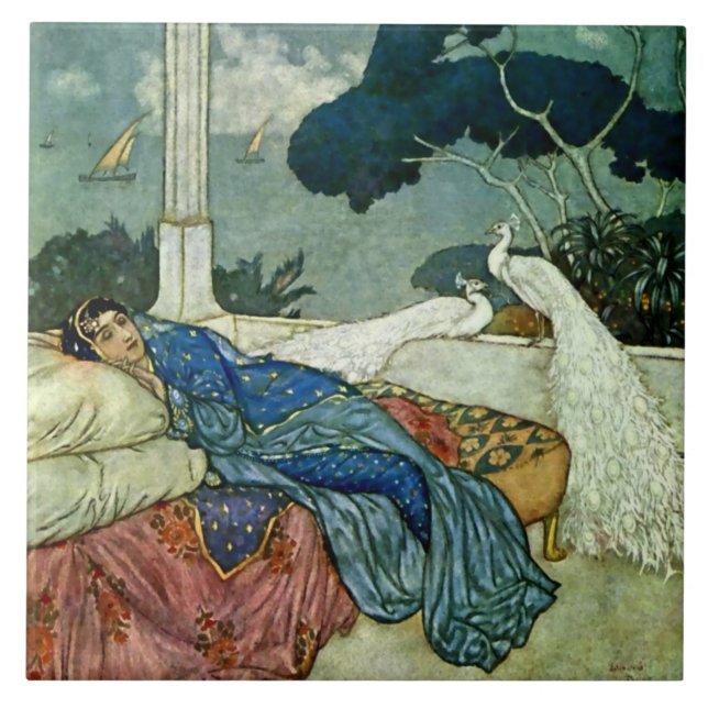 “Thinking of Lady Yang” by Edmund Dulac Tile (Front)