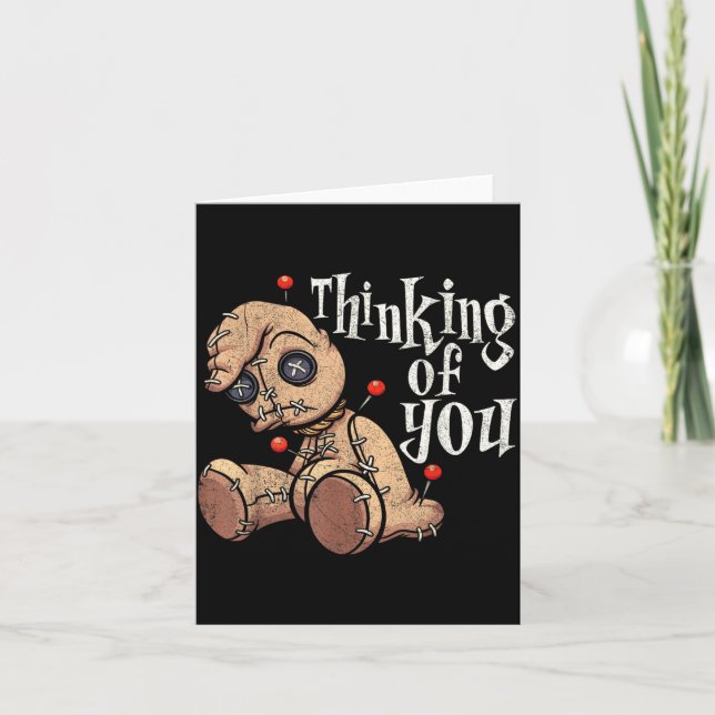 Thinking Of Voodoo Doll With ns Funny Halloween Card (Front)