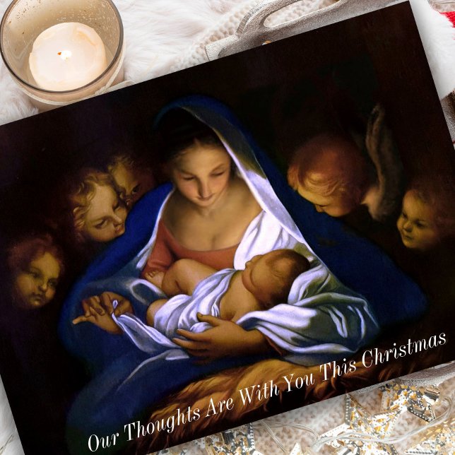 Thinking Of You Angels Condolence Sympathy Holiday Card (Mary and baby Jesus Condolence Bereavement Sympathy Thinking of You Christmas Cards)